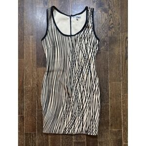 WOW COUTURE Dress Size M Stretchy Bodycon Velvet Design Black Trim Back Zipper